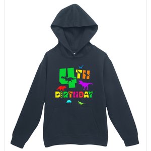 Dinosaur 4th Birthday Dino Im 4 Birthday Urban Pullover Hoodie