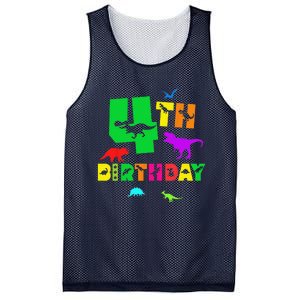 Dinosaur 4th Birthday Dino Im 4 Birthday Mesh Reversible Basketball Jersey Tank