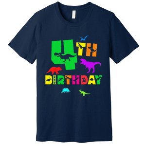 Dinosaur 4th Birthday Dino Im 4 Birthday Premium T-Shirt