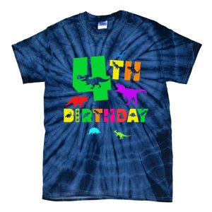 Dinosaur 4th Birthday Dino Im 4 Birthday Tie-Dye T-Shirt