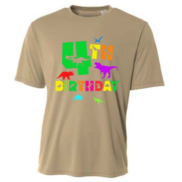 Dinosaur 4th Birthday Dino Im 4 Birthday Cooling Performance Crew T-Shirt