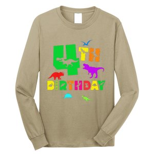 Dinosaur 4th Birthday Dino Im 4 Birthday Long Sleeve Shirt