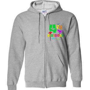 Dinosaur 4th Birthday Dino Im 4 Birthday Full Zip Hoodie