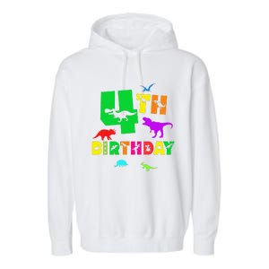 Dinosaur 4th Birthday Dino Im 4 Birthday Garment-Dyed Fleece Hoodie