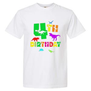 Dinosaur 4th Birthday Dino Im 4 Birthday Garment-Dyed Heavyweight T-Shirt