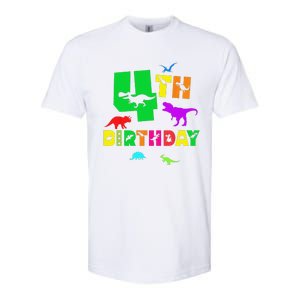 Dinosaur 4th Birthday Dino Im 4 Birthday Softstyle CVC T-Shirt