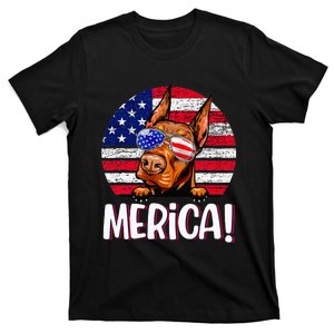 Doberman 4th Of July American Flag Dog Lovers  USA T-Shirt