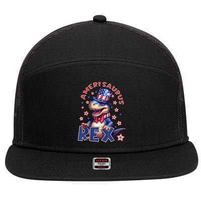 Dinosaur 4th Of July Amerisaurus T Rex 7 Panel Mesh Trucker Snapback Hat