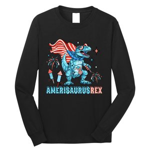 Dinosaur 4th Of July Dinosaur Amerisaurus T Rex Funny Long Sleeve Shirt