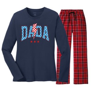 Dada 4th Of July Usa Festive Women's Long Sleeve Flannel Pajama Set 