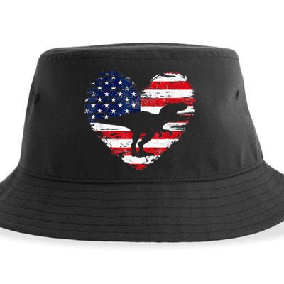 Dinosaur 4th Of July American Flag Heart USA Patriotic Pride Sustainable Bucket Hat