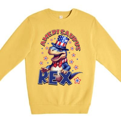 Dinosaur 4th Of July Amerisaurus T Rex Premium Crewneck Sweatshirt