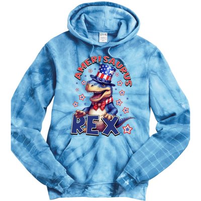 Dinosaur 4th Of July Amerisaurus T Rex Tie Dye Hoodie