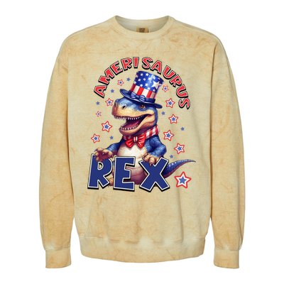 Dinosaur 4th Of July Amerisaurus T Rex Colorblast Crewneck Sweatshirt