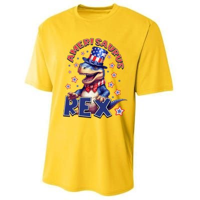 Dinosaur 4th Of July Amerisaurus T Rex Performance Sprint T-Shirt