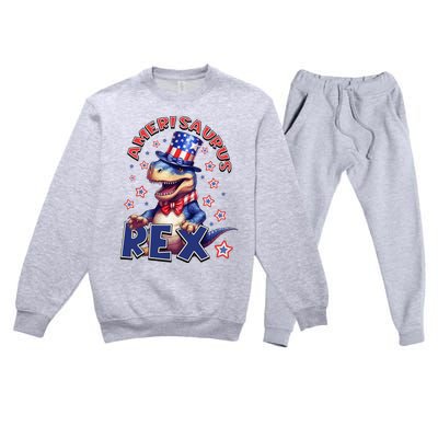 Dinosaur 4th Of July Amerisaurus T Rex Premium Crewneck Sweatsuit Set