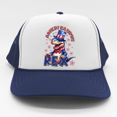 Dinosaur 4th Of July Amerisaurus T Rex Trucker Hat