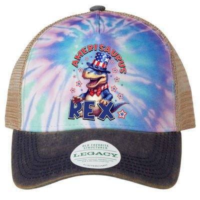 Dinosaur 4th Of July Amerisaurus T Rex Legacy Tie Dye Trucker Hat