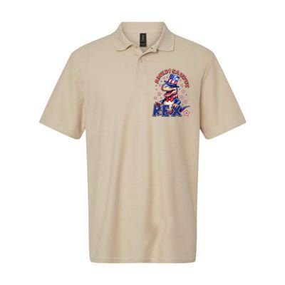 Dinosaur 4th Of July Amerisaurus T Rex Softstyle Adult Sport Polo