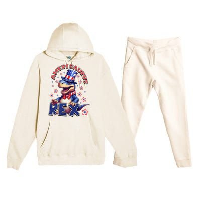 Dinosaur 4th Of July Amerisaurus T Rex Premium Hooded Sweatsuit Set