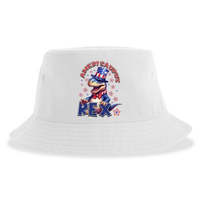 Dinosaur 4th Of July Amerisaurus T Rex Sustainable Bucket Hat