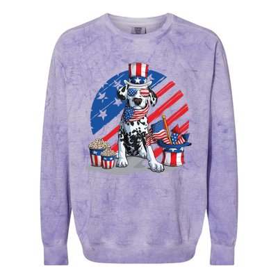 Dalmatian 4th Of July American Sunglasses Dog Puppy Usa Gift Colorblast Crewneck Sweatshirt