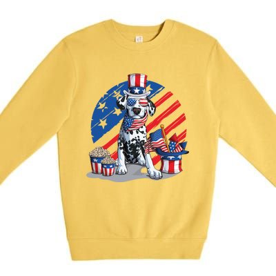 Dalmatian 4th Of July American Sunglasses Dog Puppy Usa Gift Premium Crewneck Sweatshirt