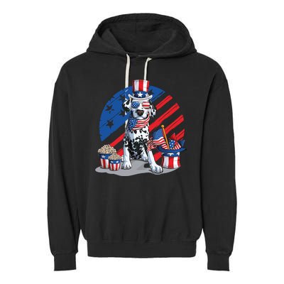Dalmatian 4th Of July American Sunglasses Dog Puppy Usa Gift Garment-Dyed Fleece Hoodie