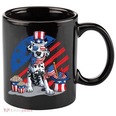 Dalmatian 4th Of July American Sunglasses Dog Puppy Usa Gift 11oz C Handle Ceramic Mug