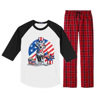 Dalmatian 4th Of July American Sunglasses Dog Puppy Usa Gift Raglan Sleeve Pajama Set