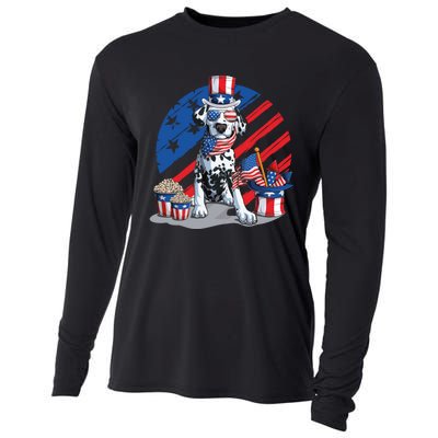 Dalmatian 4th Of July American Sunglasses Dog Puppy Usa Gift Cooling Performance Long Sleeve Crew