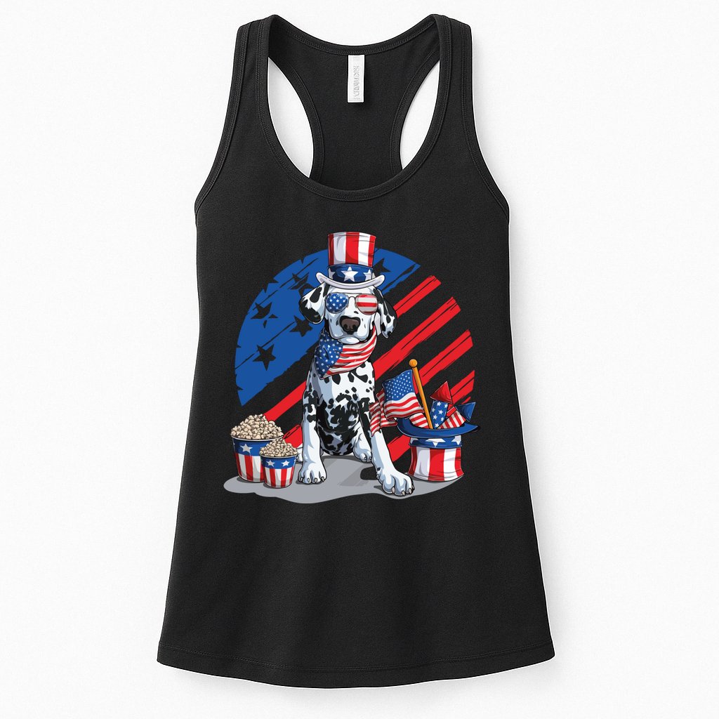 Dalmatian 4th Of July American Sunglasses Dog Puppy Usa Gift Womens Tank Top