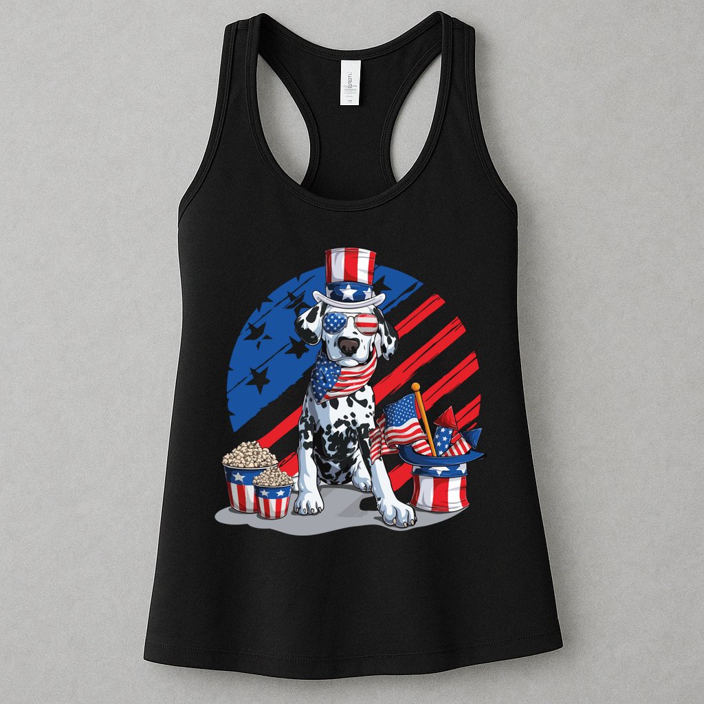 Dalmatian 4th Of July American Sunglasses Dog Puppy Usa Gift Womens Tank Top