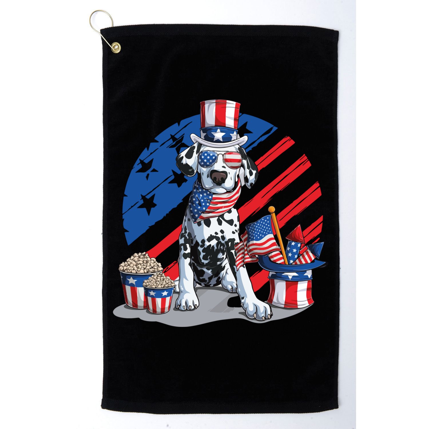 Dalmatian 4th Of July American Sunglasses Dog Puppy Usa Gift Golf Towel