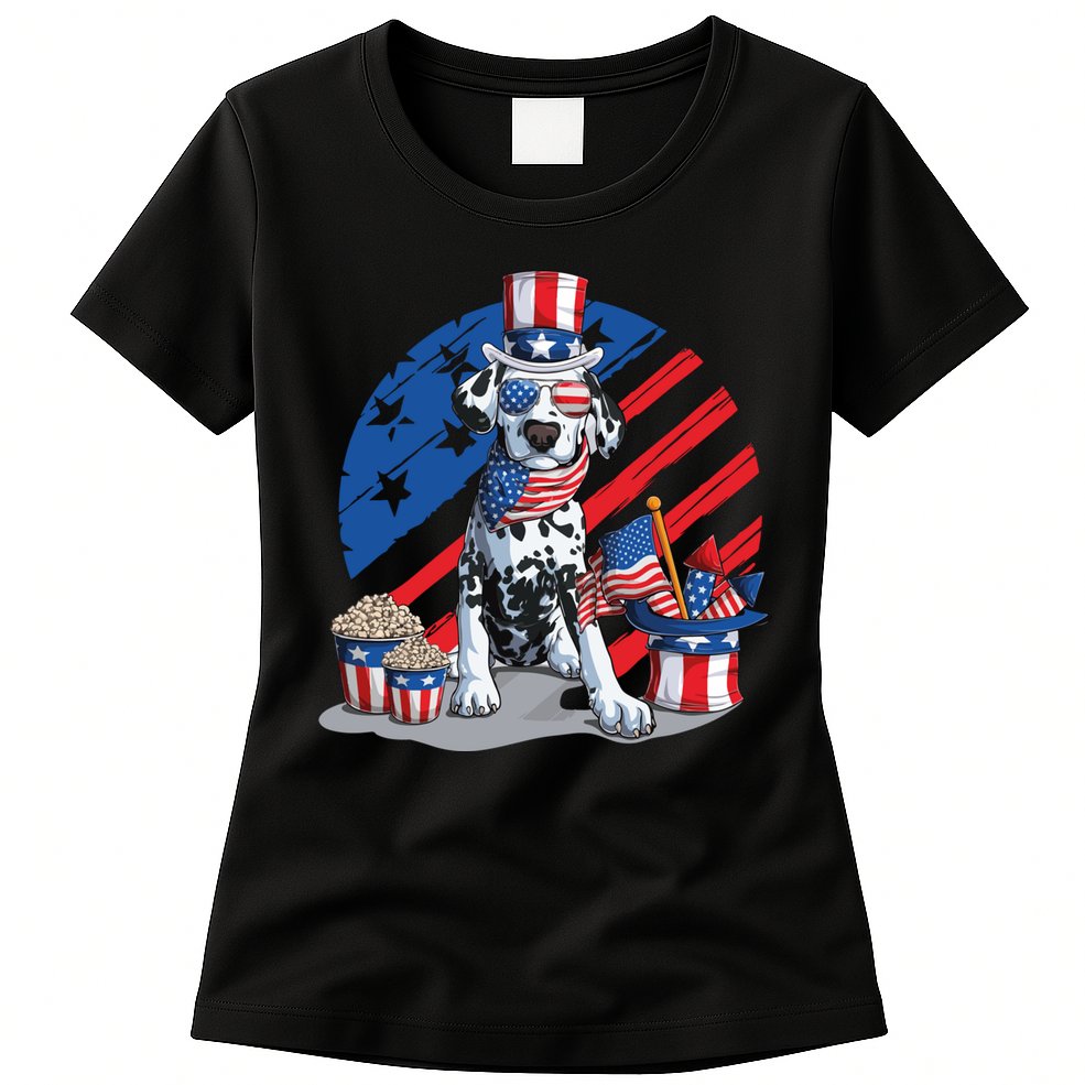 Dalmatian 4th Of July American Sunglasses Dog Puppy Usa Gift Womens T-Shirt
