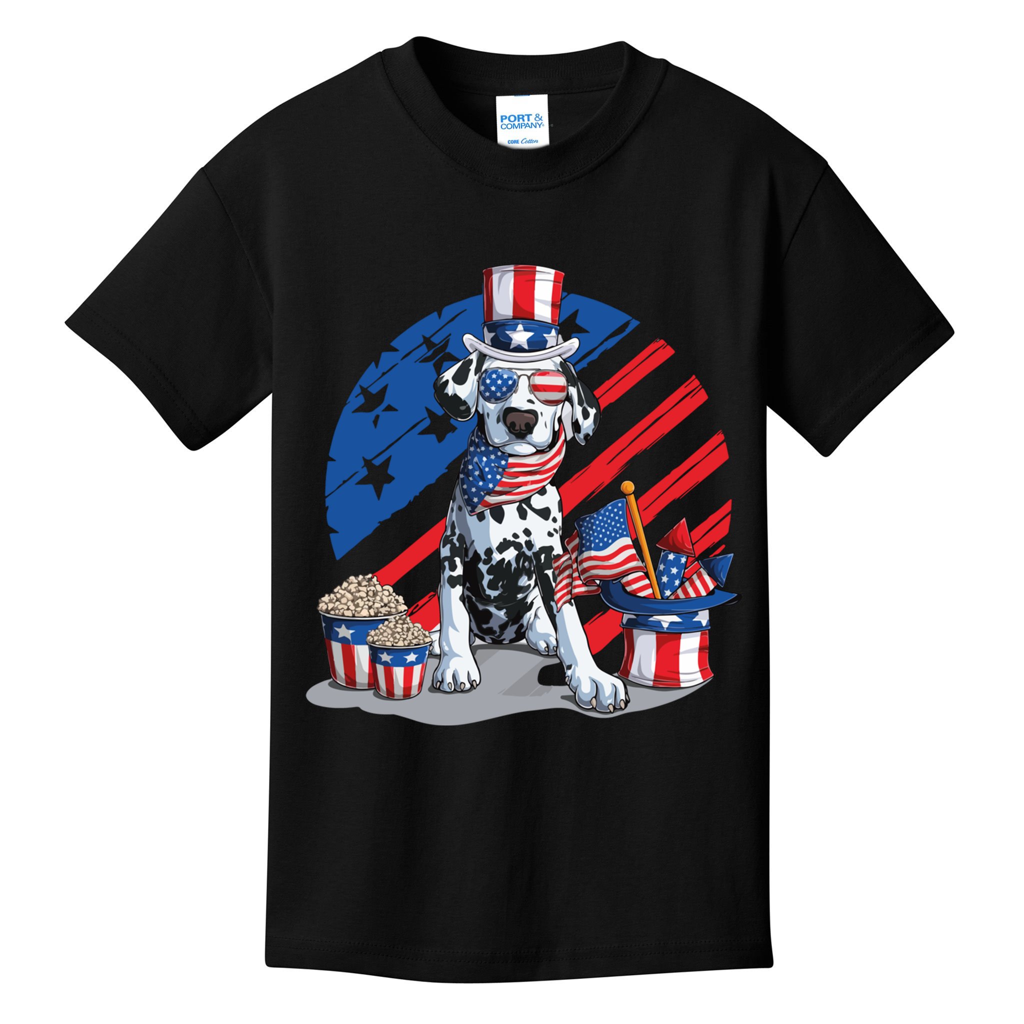 Dalmatian 4th Of July American Sunglasses Dog Puppy Usa Gift Kids T-Shirt