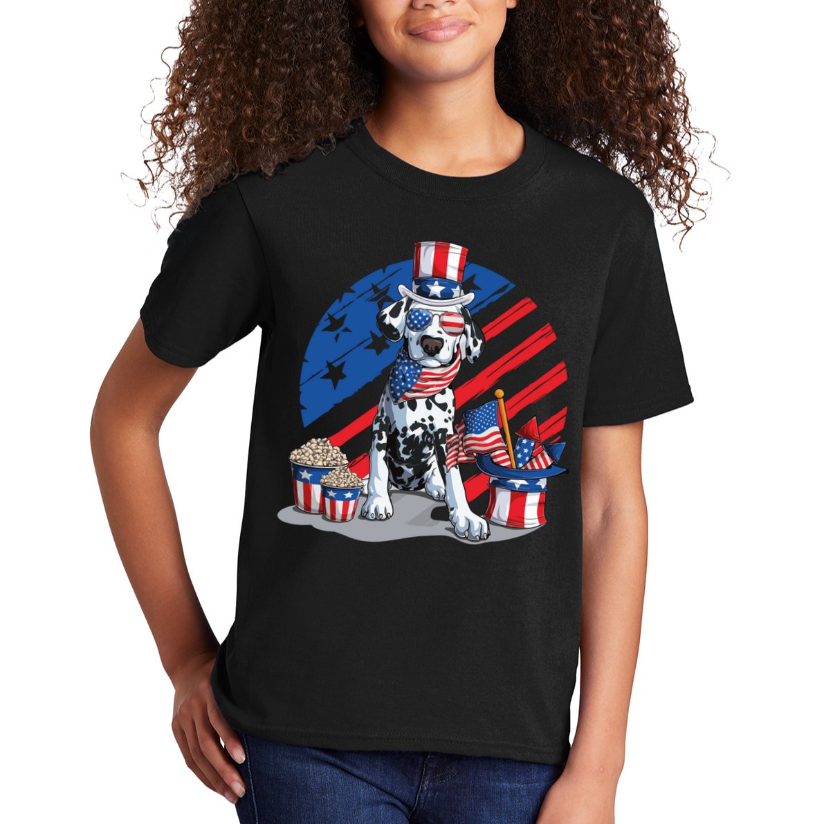 Dalmatian 4th Of July American Sunglasses Dog Puppy Usa Gift Kids T-Shirt