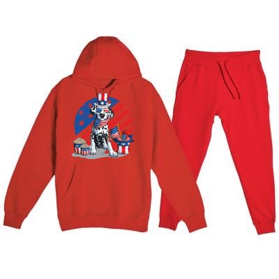 Dalmatian 4th Of July American Sunglasses Dog Puppy Usa Gift Premium Hooded Sweatsuit Set