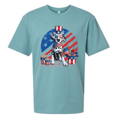 Dalmatian 4th Of July American Sunglasses Dog Puppy Usa Gift Sueded Cloud Jersey T-Shirt