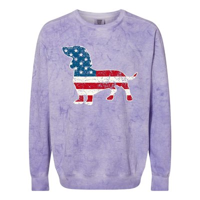 Dachshund 4th Of July American Flag Dog Lovers Colorblast Crewneck Sweatshirt