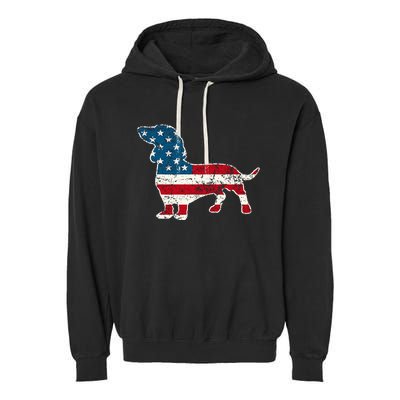 Dachshund 4th Of July American Flag Dog Lovers Garment-Dyed Fleece Hoodie