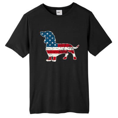 Dachshund 4th Of July American Flag Dog Lovers Tall Fusion ChromaSoft Performance T-Shirt