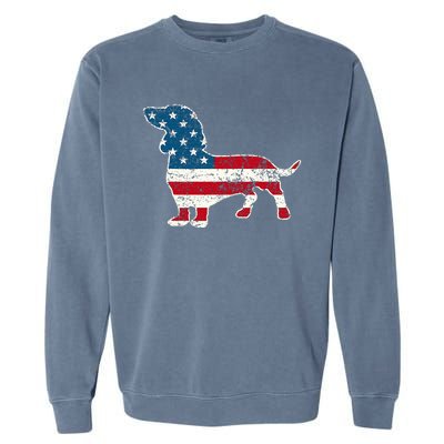 Dachshund 4th Of July American Flag Dog Lovers Garment-Dyed Sweatshirt