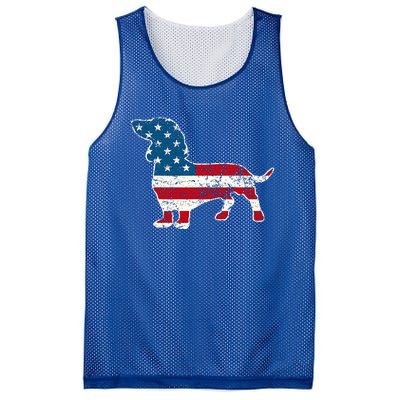 Dachshund 4th Of July American Flag Dog Lovers Mesh Reversible Basketball Jersey Tank