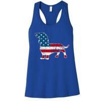 Dachshund 4th Of July American Flag Dog Lovers Women's Racerback Tank