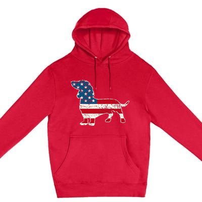 Dachshund 4th Of July American Flag Dog Lovers Premium Pullover Hoodie