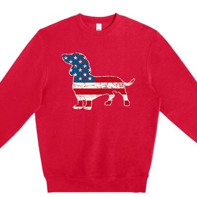 Dachshund 4th Of July American Flag Dog Lovers Premium Crewneck Sweatshirt