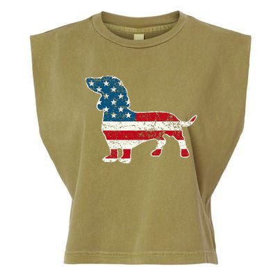 Dachshund 4th Of July American Flag Dog Lovers Garment-Dyed Women's Muscle Tee