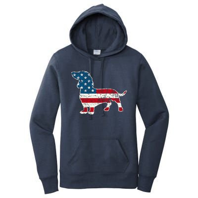 Dachshund 4th Of July American Flag Dog Lovers Women's Pullover Hoodie