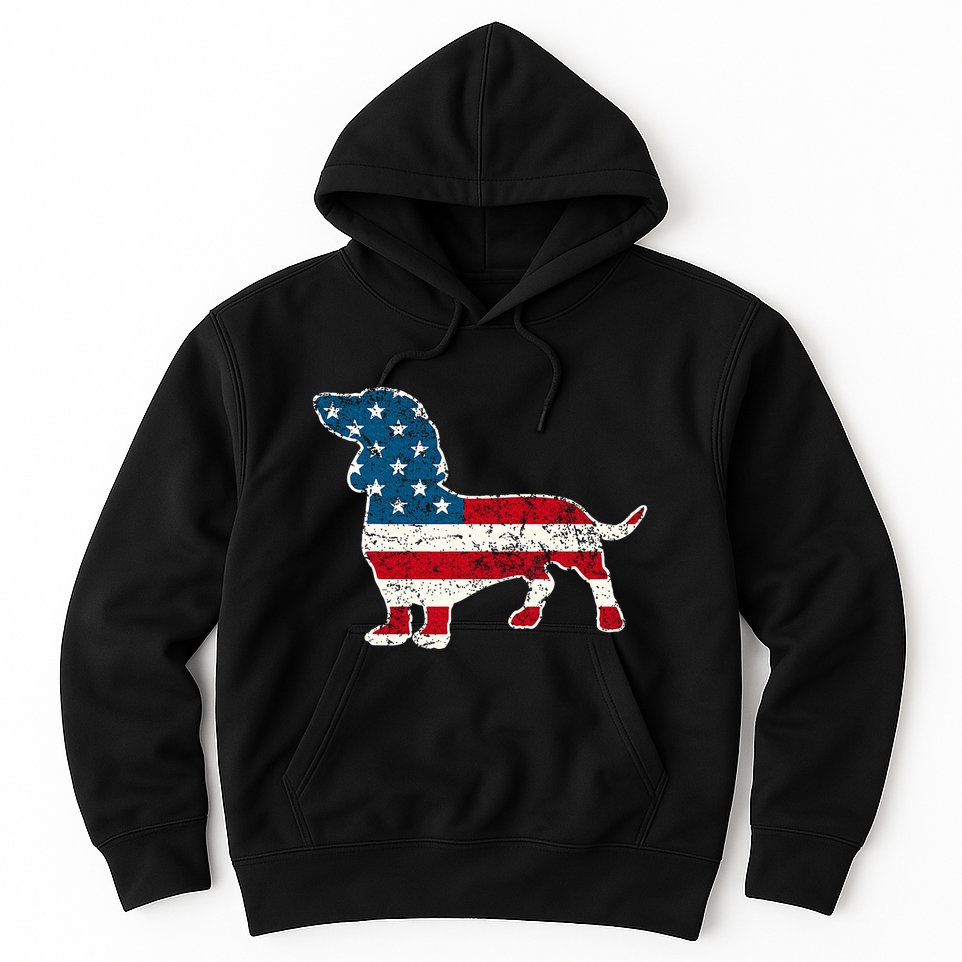 Dachshund 4th Of July American Flag Dog Lovers Hoodie